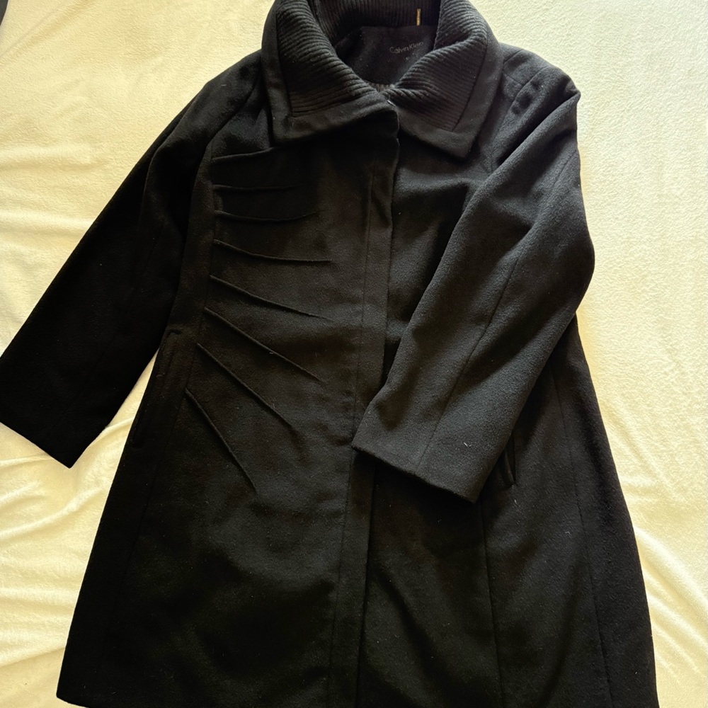 Calvin Klein Black Wool Coat
